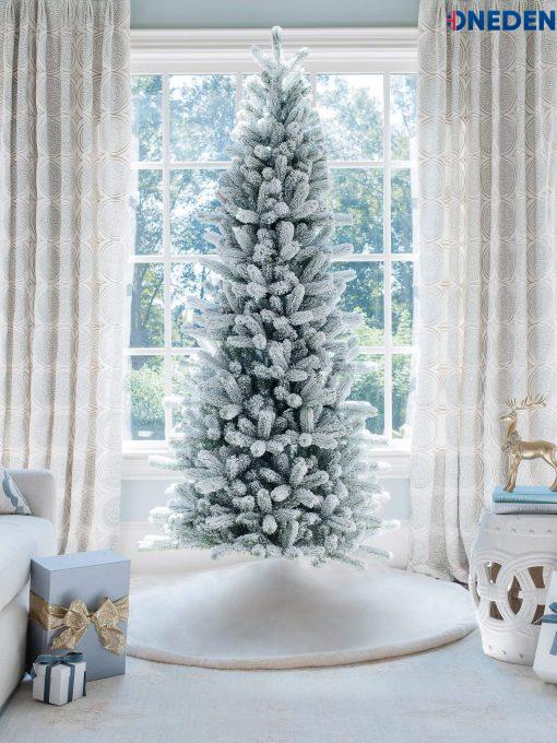 7.5 King Flock Slim Artificial Christmas Tree Unlit