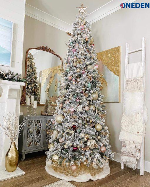 7.5′ King Flock Slim Artificial Christmas Tree Unlit