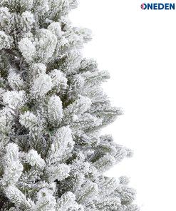 7.5′ King Flock Slim Artificial Christmas Tree Unlit closeup