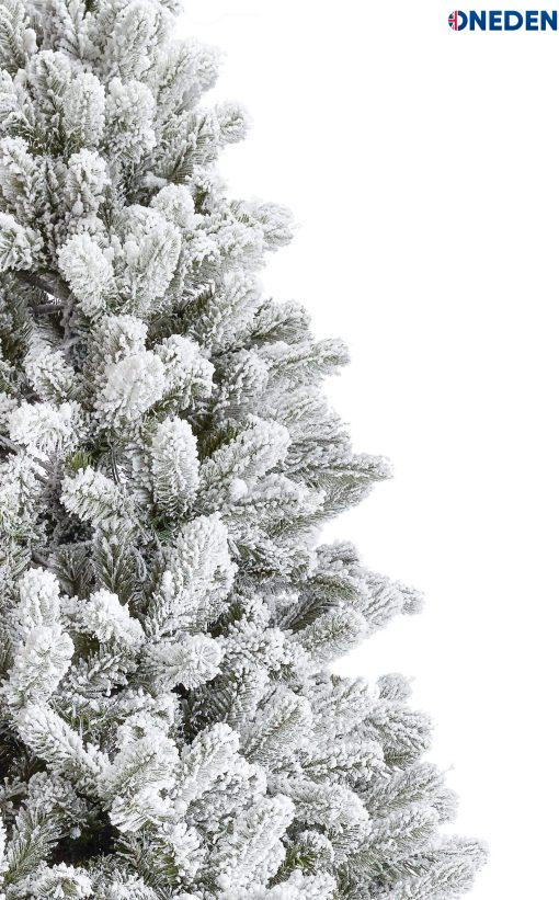 7.5′ King Flock Slim Artificial Christmas Tree Unlit closeup