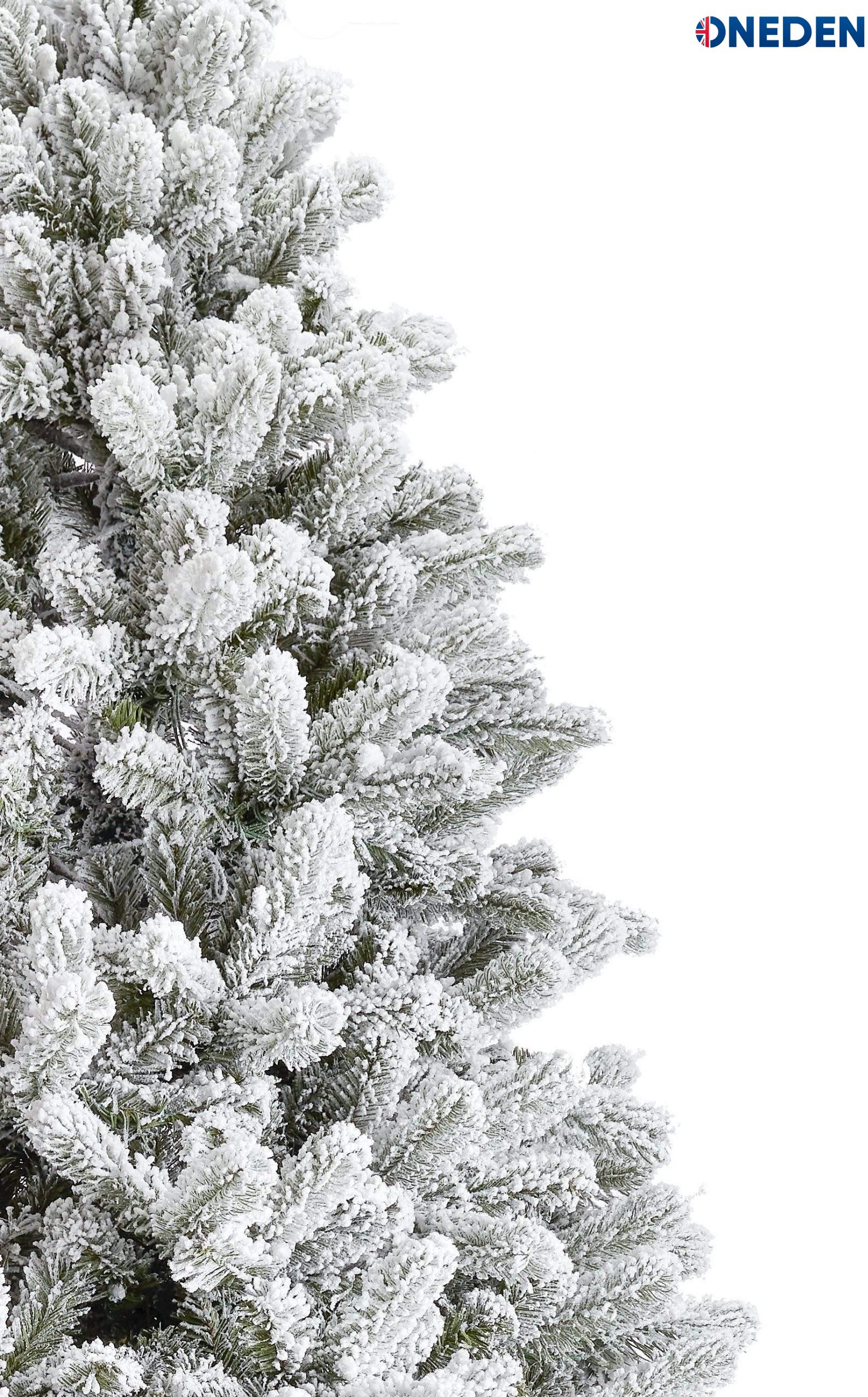 7.5′ King Flock Slim Artificial Christmas Tree Unlit closeup 7.5′ King Flock Slim Artificial Christmas Tree Unlit closeup