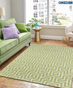 Green Ivory Geometric Area chic Rug