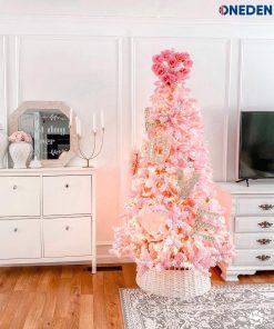 Pink flock artificial christmas tree