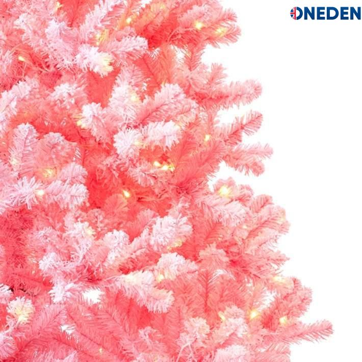 flocked-pink-faux-christmas-tree-lit-o flocked-pink-faux-christmas-tree-lit-o